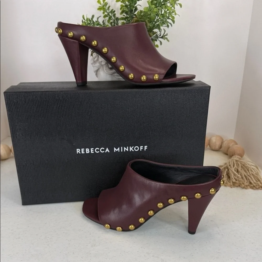 Rebecca Minkoff Milan Studded Mule Color Port/ Burgundy Sz‎ 7.5